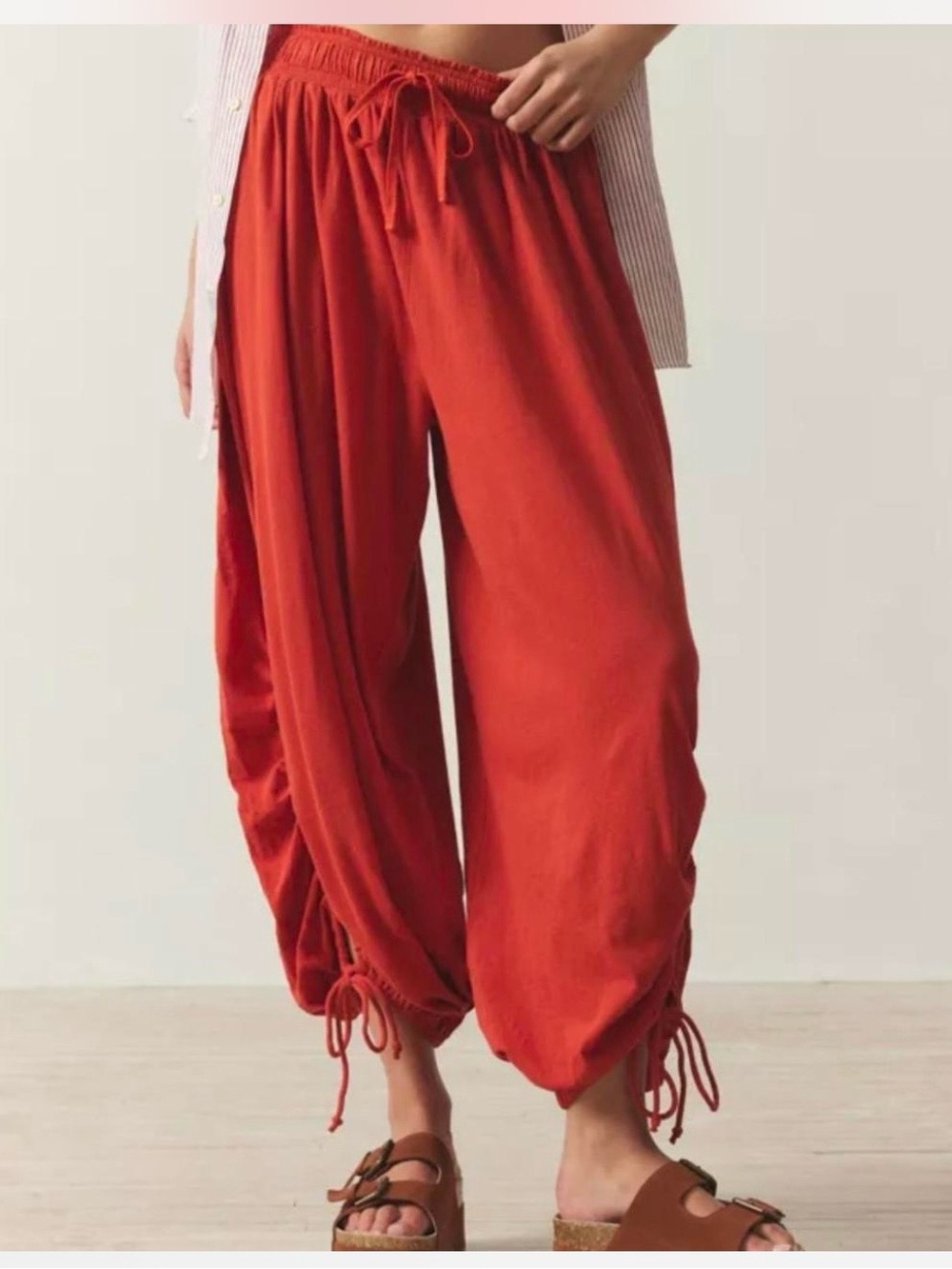 Urban Outfitters Rust Red Wide-Leg Drawstring Pants